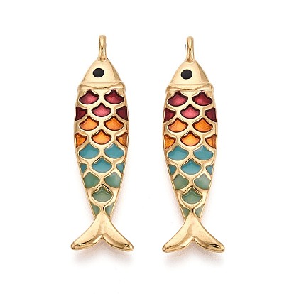 304 подвески из нержавеющей стали и эмали, рыбы прелести, ионное покрытие (ip), реальный 18 k позолоченный