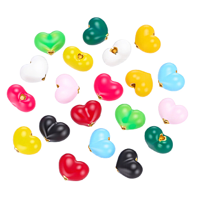 20Stück 10Farben Messing Emaille Perlen, Herz