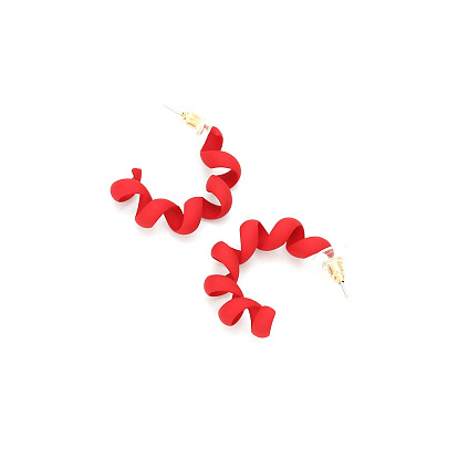 Красочные серьги С-образной формы с карамельной глазурью и ярким дизайном телефонного провода