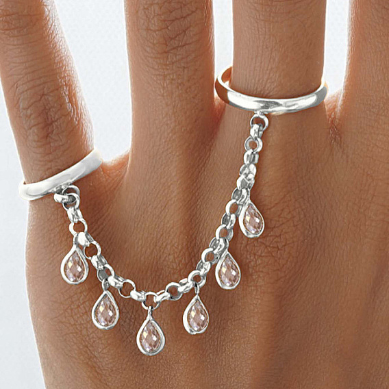 Кольца для женщин с латунным паве из кубического циркония, слеза