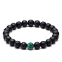 Natural Agate and Lava Stone Couple Bracelets - 8mm Black Beads