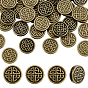 40Pcs Tibetan Style Zinc Alloy Slide Charms, Flat Round with Knot