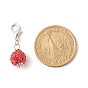 Polymer Clay Rhinestone Pendant Decorates, with Alloy Lobster Claw Clasps & Beads, Round