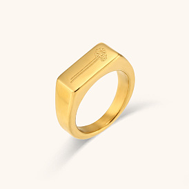 Minimalist Rectangular Stainless Steel 18K Gold Plated Ring for Women