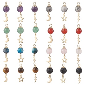 3 подвески из натуральных драгоценных камней, подвески из латуни и нержавеющей стали в виде звезд, луны, молний и драгоценных камней, золотые