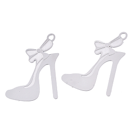 304 Stainless Steel Stilettos Filigree Pendants, Etched Metal Embellishments, High-heeled Shoes