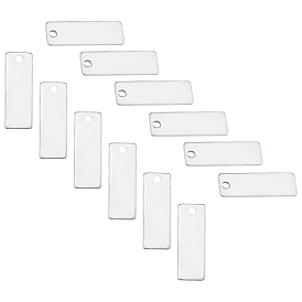 Pendentifs en acier inoxydable, rectangle, estampillage d'une étiquette vierge