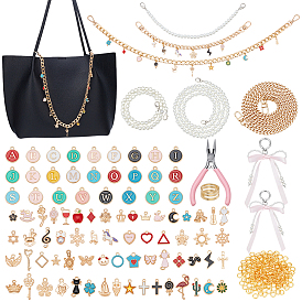 Наборы для самостоятельного изготовления ремешков для сумок, включая железные цепочные ремни для сумок, алюминиевая цепочка для сумки, ручки для пакетов из акрила, стальная проволочная цепочка для мешка, Кулоны и брелоки из сплава, плоскогубцы