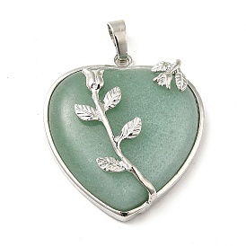 Saint Valentin pour ses idées pendentifs de pierres précieuses de coeur, avec pendentifs en laiton plaqué platine