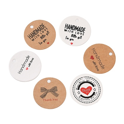 100ПК бумажные подарочные бирки с печатным текстом, круглые