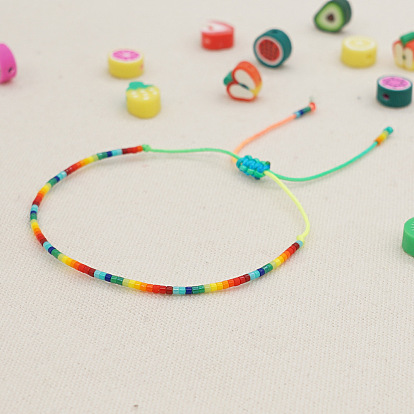 Boho Chic Miyuki Beaded Rainbow Bracelet Set for Couples