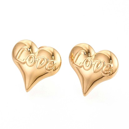 304 из нержавеющей стали серьги, ионное покрытие (ip), сердце любовью