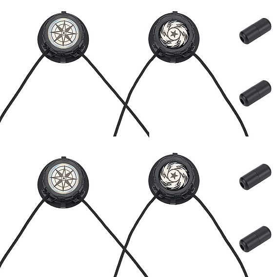 2 коробки 2 стили полиэстеровые шнурки без завязывания с пластиковой кнопкой, украшения для обуви, плоско-круглые