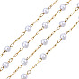 Chaînes de perles rondes en plastique ABS, avec chaînes porte-câbles dorées 316 en acier inoxydable, soudé, avec bobine