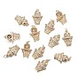 Brass Micro Clear Cubic Zirconia Pendants, Long-Lasting Plated, Basketball & Basketed