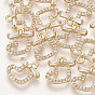 Brass Cubic Zirconia Charms, Christmas Sock, Clear, Real 18K Gold Plated