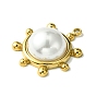 Ion Plating(IP) 304 Stainless Steel Pave Shell Pearl Pendants, Sun Charms, Real 14K Gold Plated