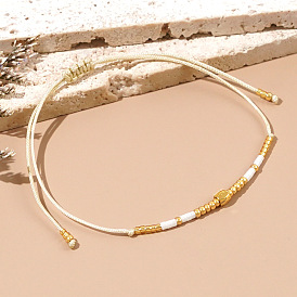 Регулируемые плетеные браслеты из стеклянных бусин