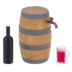 Мини-деревянная винная бочка, миниатюрная пивная бочка, с фурнитурой из цинкового сплава, аксессуары для кукольного домика с микро-ландшафтом, притворяясь опорными украшениями