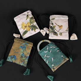 Rectangle style chinois bijoux en tissu cordon sacs-cadeaux pour boucles d'oreilles, Bracelets, colliers emballage
