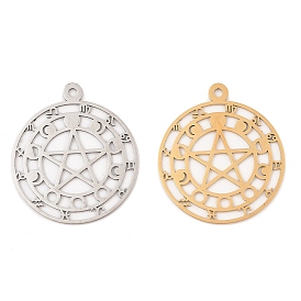 201 подвески из нержавеющей стали, лазерная резка, пентаграмма с фазой луны и талисманом созвездия