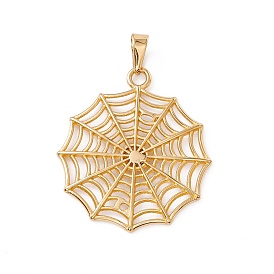 Vacuum Plating 304 Stainless Steel Pendants, Spider Web Charms