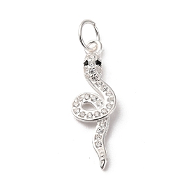 925 подвески в виде змеи из стерлингового серебра с микропаве черного и прозрачного цвета, с перемычками и 925 штампом