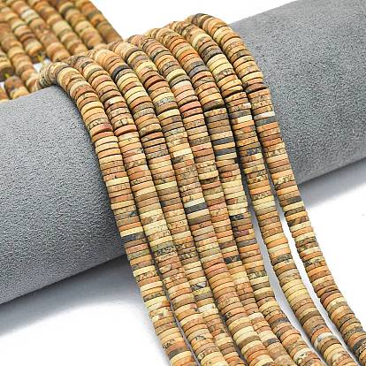 Естественного изображения яшмы бисер нитей, матовые, дисковые бусы, Heishi бусы