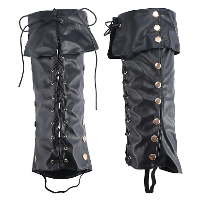 Средневековые пиратские бахилы из искусственной кожи, чехол для защиты ног, со сплавочной фурнитурой