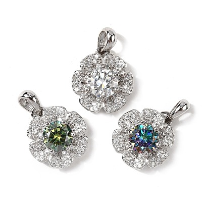 925 подвески-цветы из стерлингового серебра с муассанитом и стразами, Реальная платина, родий