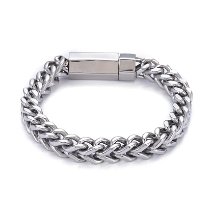 304 Stainless Steel Wheat Chain Bracelets, with Bayonet Clasps