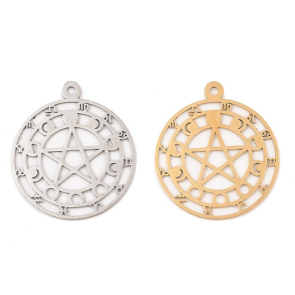 201 подвески из нержавеющей стали, лазерная резка, пентаграмма с фазой луны и талисманом созвездия
