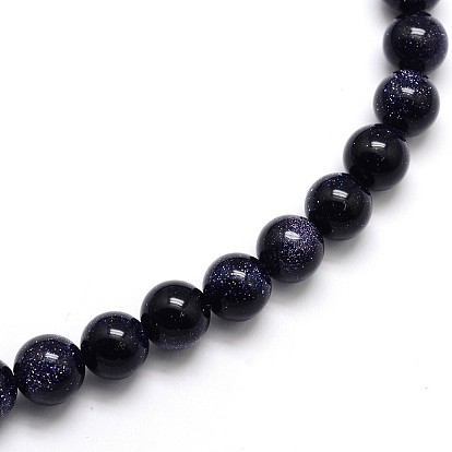 Synthetic Blue Goldstone Round Beads Strands