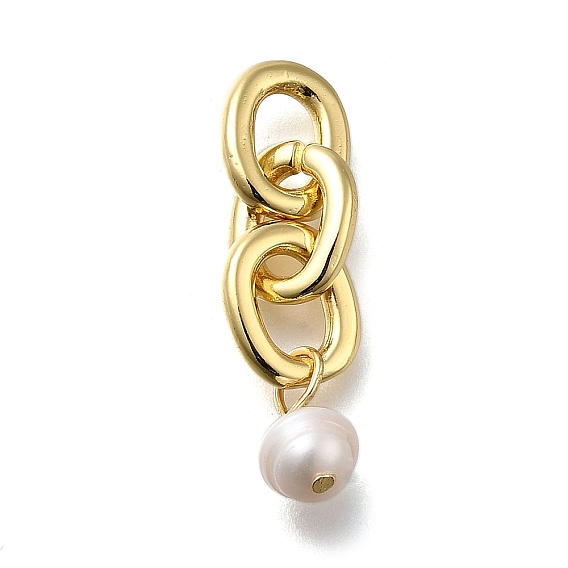 Латунные подвески, овальные кольца, стойки покрытие, долговечный, с натуральной жемчужиной, реальный 18 k позолоченный, без кадмия и без свинца