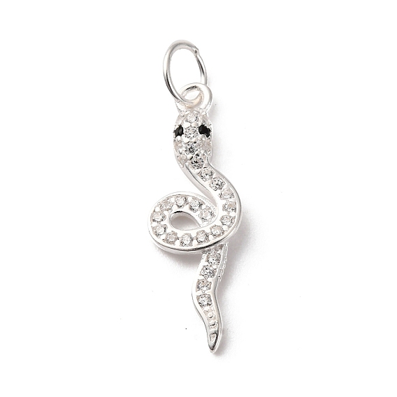 925 подвески в виде змеи из стерлингового серебра с микропаве черного и прозрачного цвета, с перемычками и 925 штампом