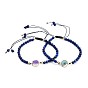 Verstellbare, facettierte natürliche Lapislazuli (gefärbte) geflochtene Perlenarmbänder, mit Nylonfaden, Naturgefärbter Druzy-Achat und Messing
