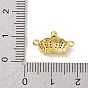 Breloques connecteurs en laiton plaqué or véritable avec zircone cubique micro pavée, liens de la couronne