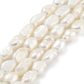 Natural Keshi Pearl Cultured Freshwater Pearl Beads Strands, Baroque Pearls, Two Sides Polished, Grade 3A