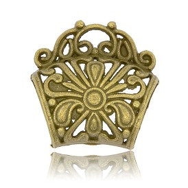 Tibetan Style Filigree Tube Bails, Loop Bails, Scarf Bail Beads, Tube with Flower Pattern, 33x32x17mm, Hole: 4x7mm, Inner Diameter: 15x17mm