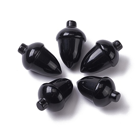 Natural Black Obsidian Beads, No Hole/Undrilled, for Wire Wrapped Pendant Making, Filbert