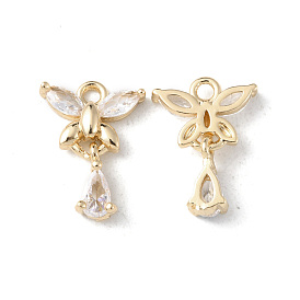 Brass Pave Cubic Zirconia Charms, Butterfly & Teardrop Charm