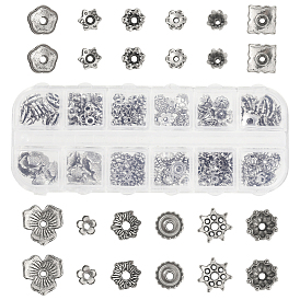 240шт 12 стиль сплава колпачки для бусин, цветок