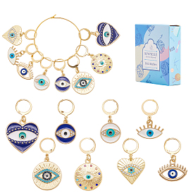 16 шт 8 стили кулон с эмалью от сглаза маркеры для фиксации стежков, с 304 серьгами из нержавеющей стали, разнообразные