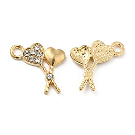 Alloy Pendants, with Crystal Rhinstone, Lollipop with Heart Charm, Lead Free & Cadmium Free
