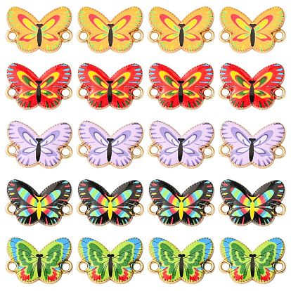 50 шт. 5 подвески из алюминиевого сплава с цветной печатью, ссылки бабочки, золотой свет