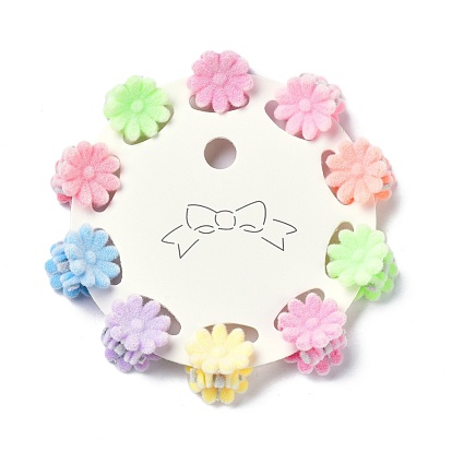 Kids Hair Accessories, Flocky Plastic Claw Hair Clips, with Iron Spring, Flower