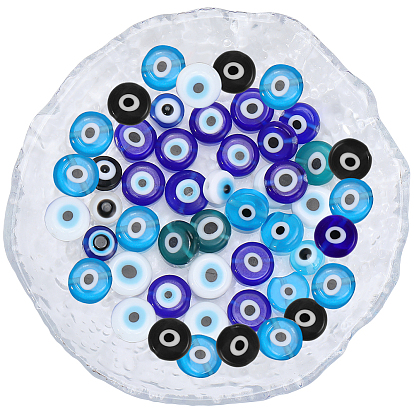 50 шт 5 цвета ручной работы бусины лэмпворк сглаза, плоско-круглые