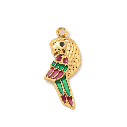 304 Pendentifs en acier inoxydable avec placage ionique (IP), avec l'émail, pendentifs oiseau grand trou