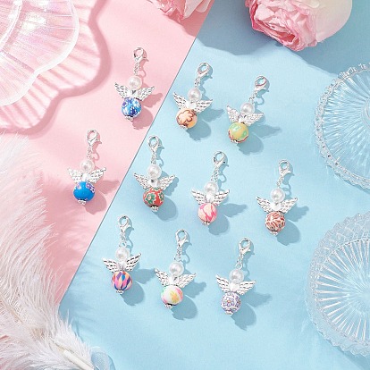 Ангел ручной работы из полимерной глины подвеска украшения, с цинковым сплавом застежками омаров коготь