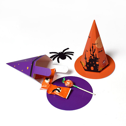 Halloween Kraft Paper Boxes, Candy Boxes, Witch Hat-shaped